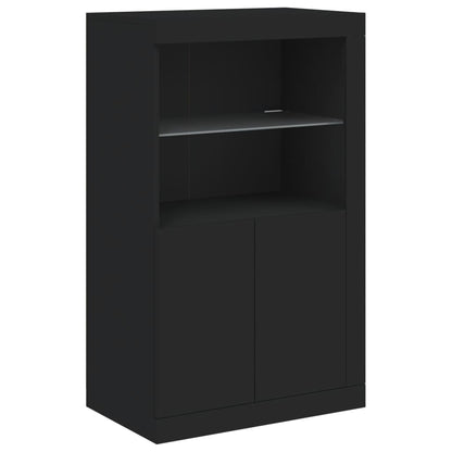 Skjenk Svart med LED-lys 162x37x100 cm