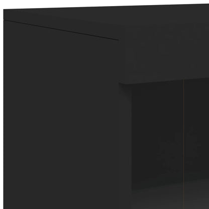 Skjenk Svart med LED-lys 162x37x100 cm