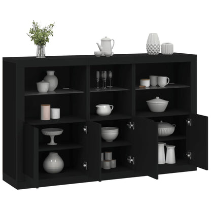 Skjenk Svart med LED-lys 162x37x100 cm