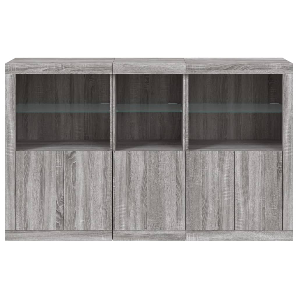Skjenk Sonoma Grå med LED-lys 162x37x100 cm