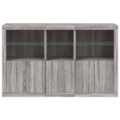 Skjenk Sonoma Grå med LED-lys 162x37x100 cm