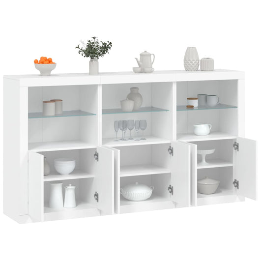 Skjenk Hvit med LED-lys 181,5x37x100 cm