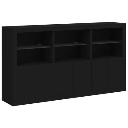 Skjenk Svart med LED-lys 181,5x37x100 cm