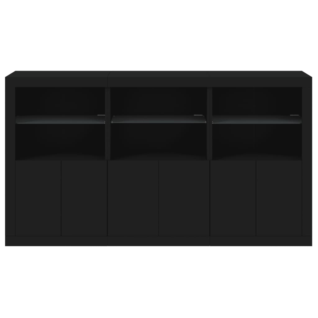 Skjenk Svart med LED-lys 181,5x37x100 cm