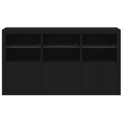 Skjenk Svart med LED-lys 181,5x37x100 cm