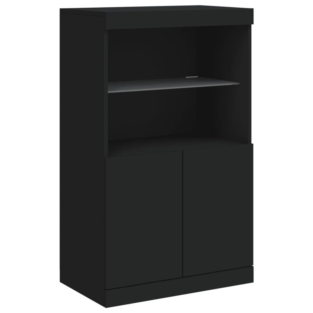 Skjenk Svart med LED-lys 181,5x37x100 cm