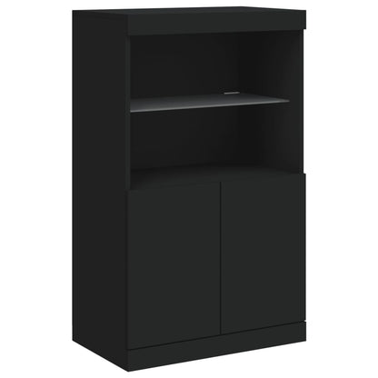 Skjenk Svart med LED-lys 181,5x37x100 cm
