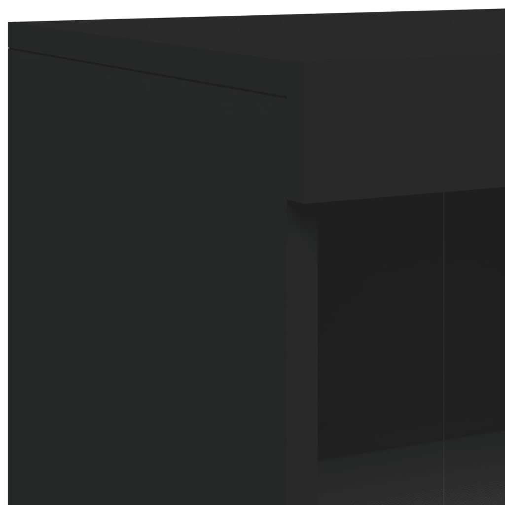 Skjenk Svart med LED-lys 181,5x37x100 cm