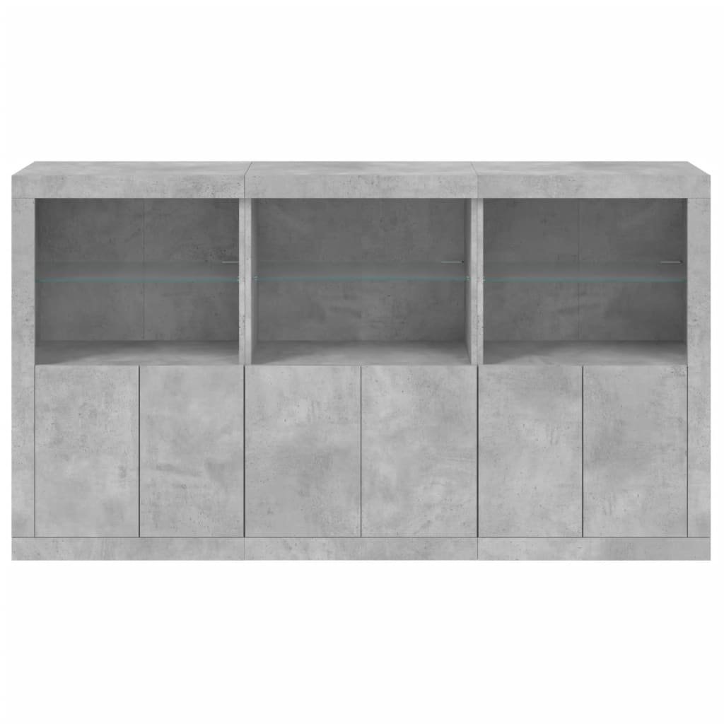 Skjenk Betonggrå med LED-lys 181,5x37x100 cm