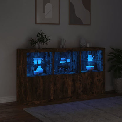 Skjenk Røkt Eik med LED-lys 181,5x37x100 cm