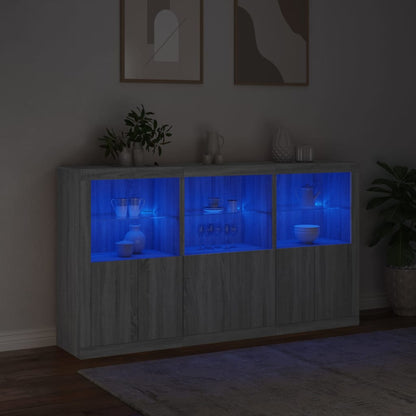 Skjenk Sonoma Grå med LED-lys 181,5x37x100 cm