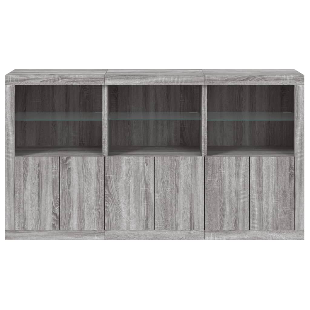 Skjenk Sonoma Grå med LED-lys 181,5x37x100 cm