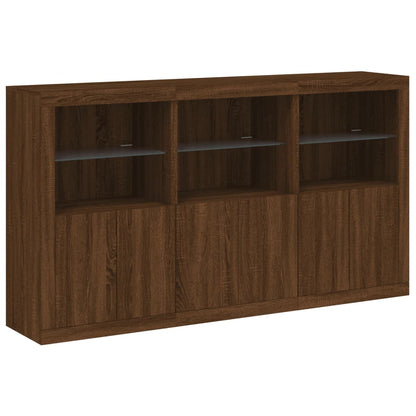 Skjenk Brun Eik med LED-lys 181,5x37x100 cm
