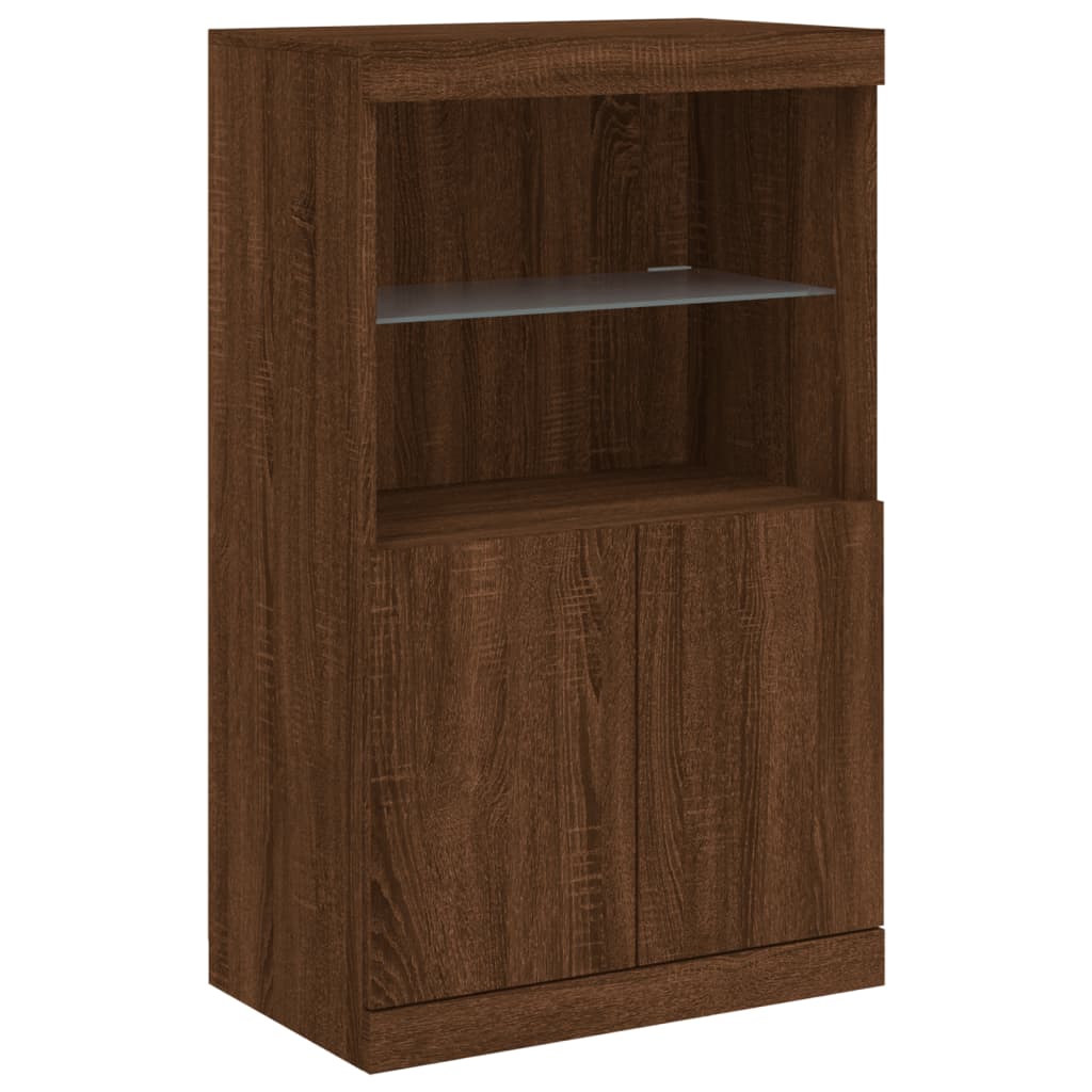Skjenk Brun Eik med LED-lys 181,5x37x100 cm