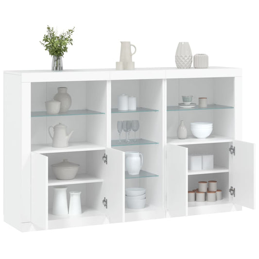 Skjenk Hvit med LED-lys 162x37x100 cm