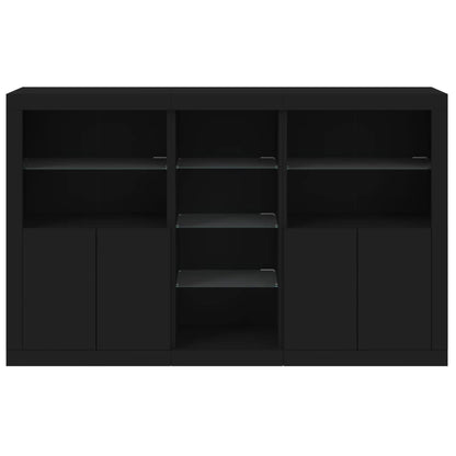 Skjenk Svart med LED-lys 162x37x100 cm