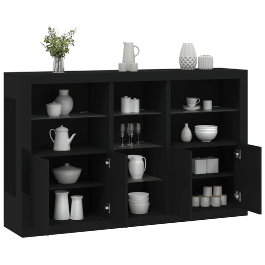 Skjenk Svart med LED-lys 162x37x100 cm