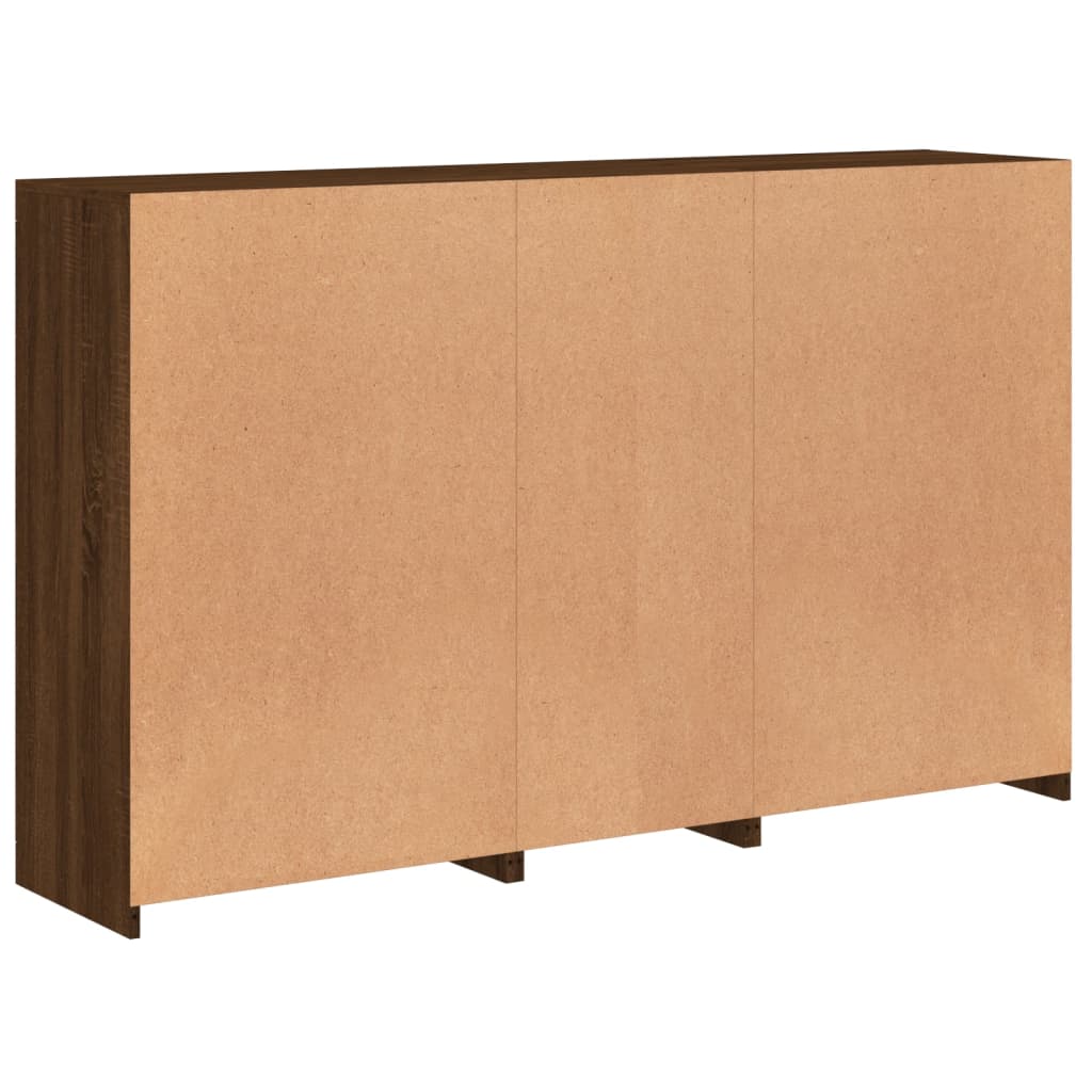 Skjenk Brun Eik med LED-lys 162x37x100 cm