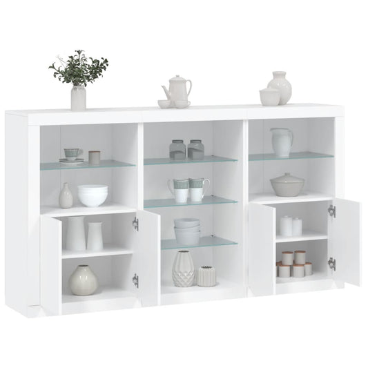 Skjenk Hvit med LED-lys 181,5x37x100 cm