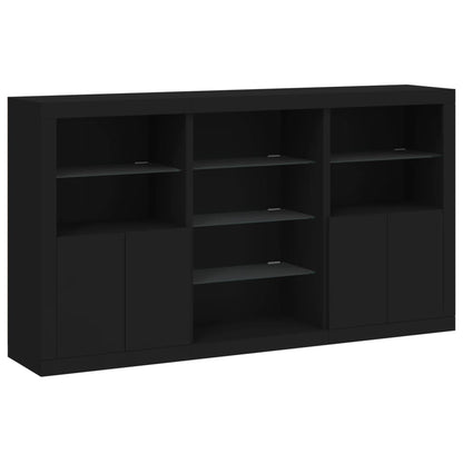 Skjenk Svart med LED-lys 181,5x37x100 cm