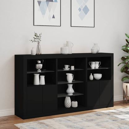 Skjenk Svart med LED-lys 181,5x37x100 cm