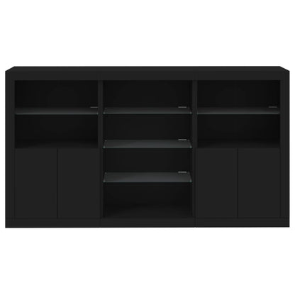 Skjenk Svart med LED-lys 181,5x37x100 cm