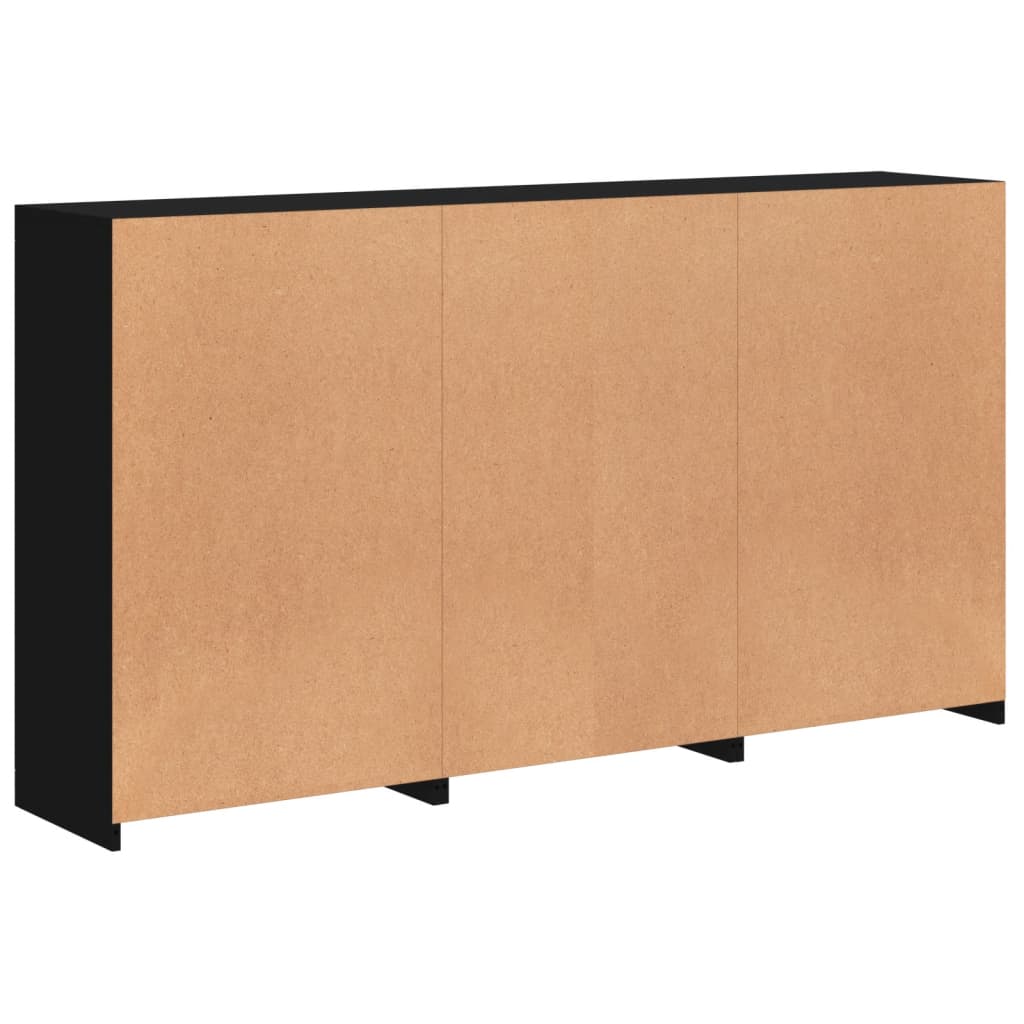 Skjenk Svart med LED-lys 181,5x37x100 cm