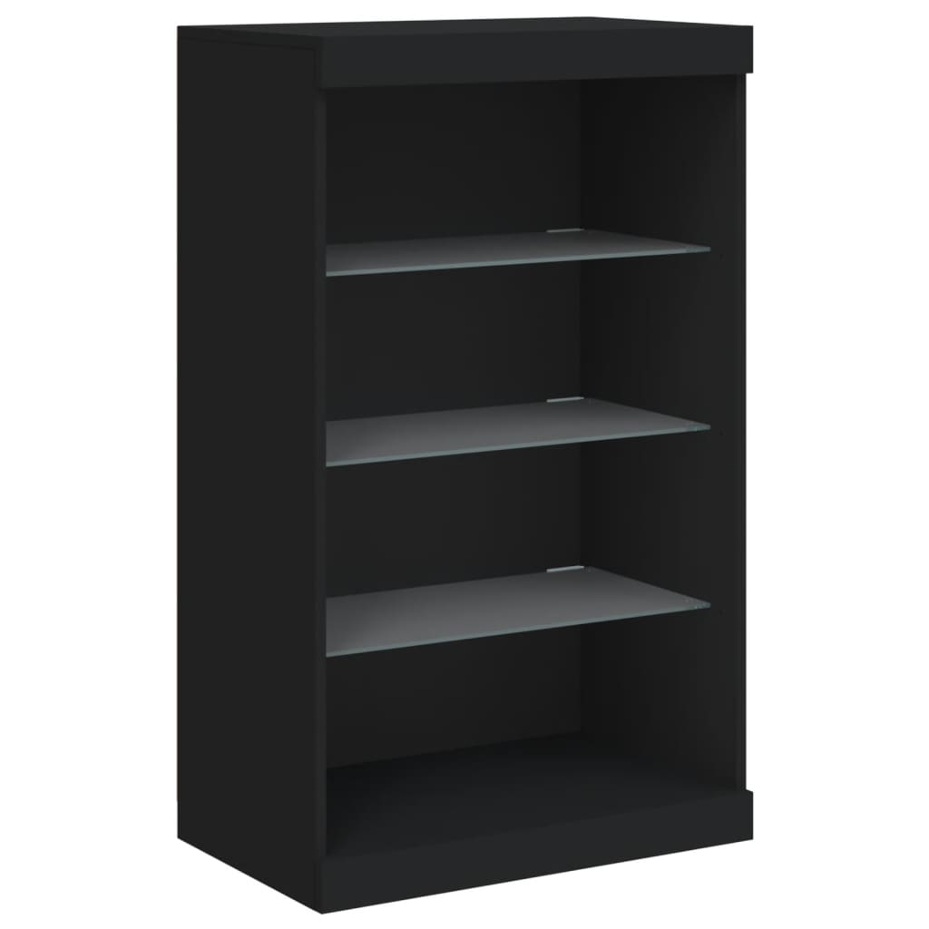 Skjenk Svart med LED-lys 181,5x37x100 cm