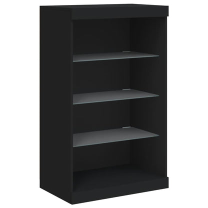 Skjenk Svart med LED-lys 181,5x37x100 cm