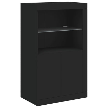 Skjenk Svart med LED-lys 181,5x37x100 cm