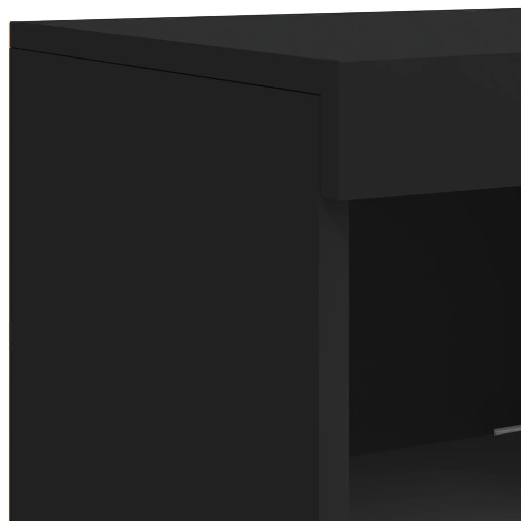 Skjenk Svart med LED-lys 181,5x37x100 cm
