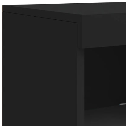 Skjenk Svart med LED-lys 181,5x37x100 cm