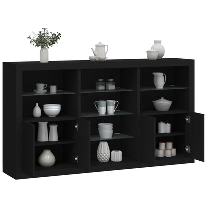 Skjenk Svart med LED-lys 181,5x37x100 cm