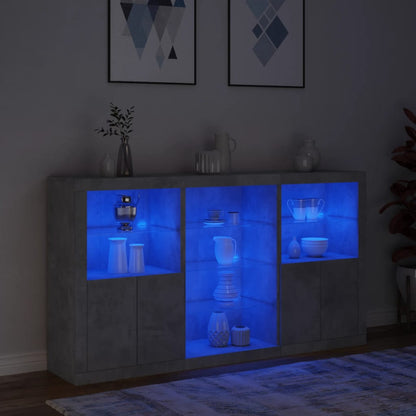 Skjenk Betonggrå med LED-lys 181,5x37x100 cm