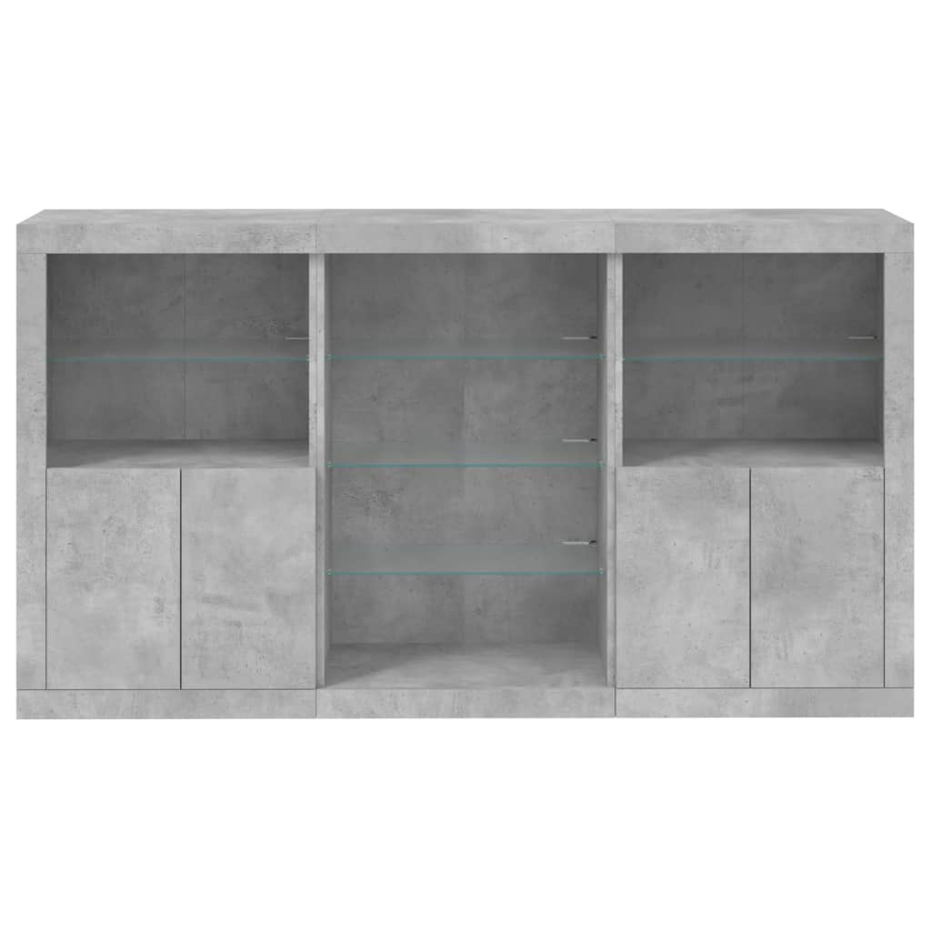 Skjenk Betonggrå med LED-lys 181,5x37x100 cm
