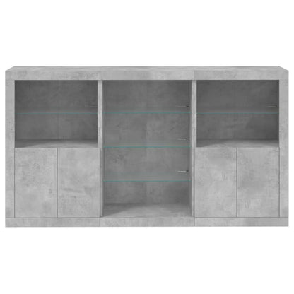 Skjenk Betonggrå med LED-lys 181,5x37x100 cm