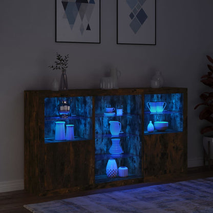 Skjenk Røkt Eik med LED-lys 181,5x37x100 cm