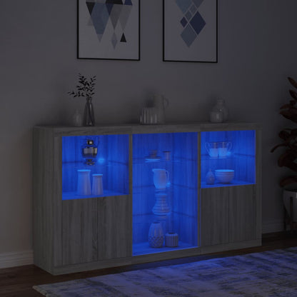 Skjenk Sonoma Grå med LED-lys 181,5x37x100 cm