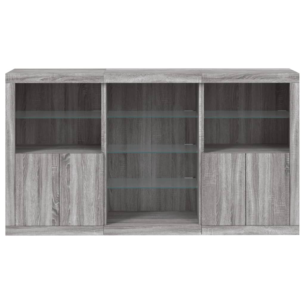Skjenk Sonoma Grå med LED-lys 181,5x37x100 cm