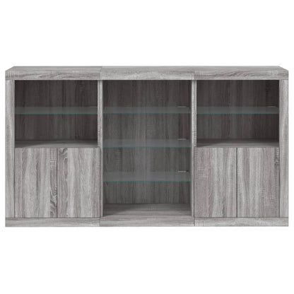 Skjenk Sonoma Grå med LED-lys 181,5x37x100 cm