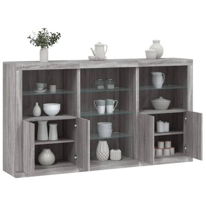 Skjenk Sonoma Grå med LED-lys 181,5x37x100 cm
