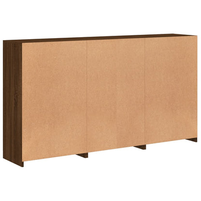 Skjenk Brun Eik med LED-lys 181,5x37x100 cm