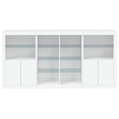 Skjenk Hvit med LED-lys 202x37x100 cm