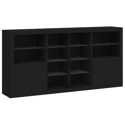 Skjenk Svart med LED-lys 202x37x100 cm
