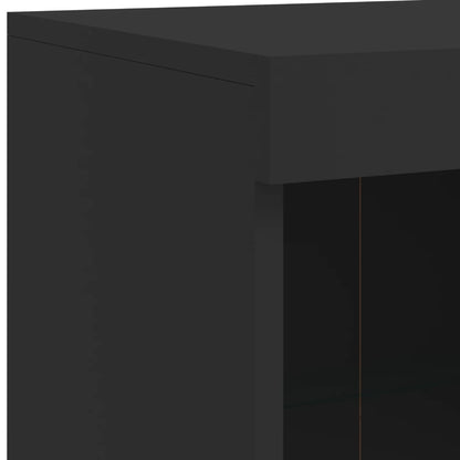 Skjenk Svart med LED-lys 202x37x100 cm