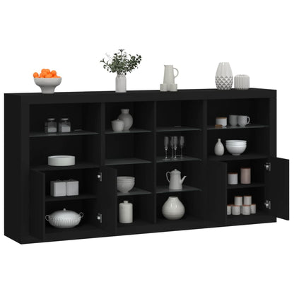 Skjenk Svart med LED-lys 202x37x100 cm