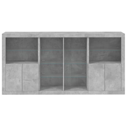 Skjenk Betonggrå med LED-lys 202x37x100 cm