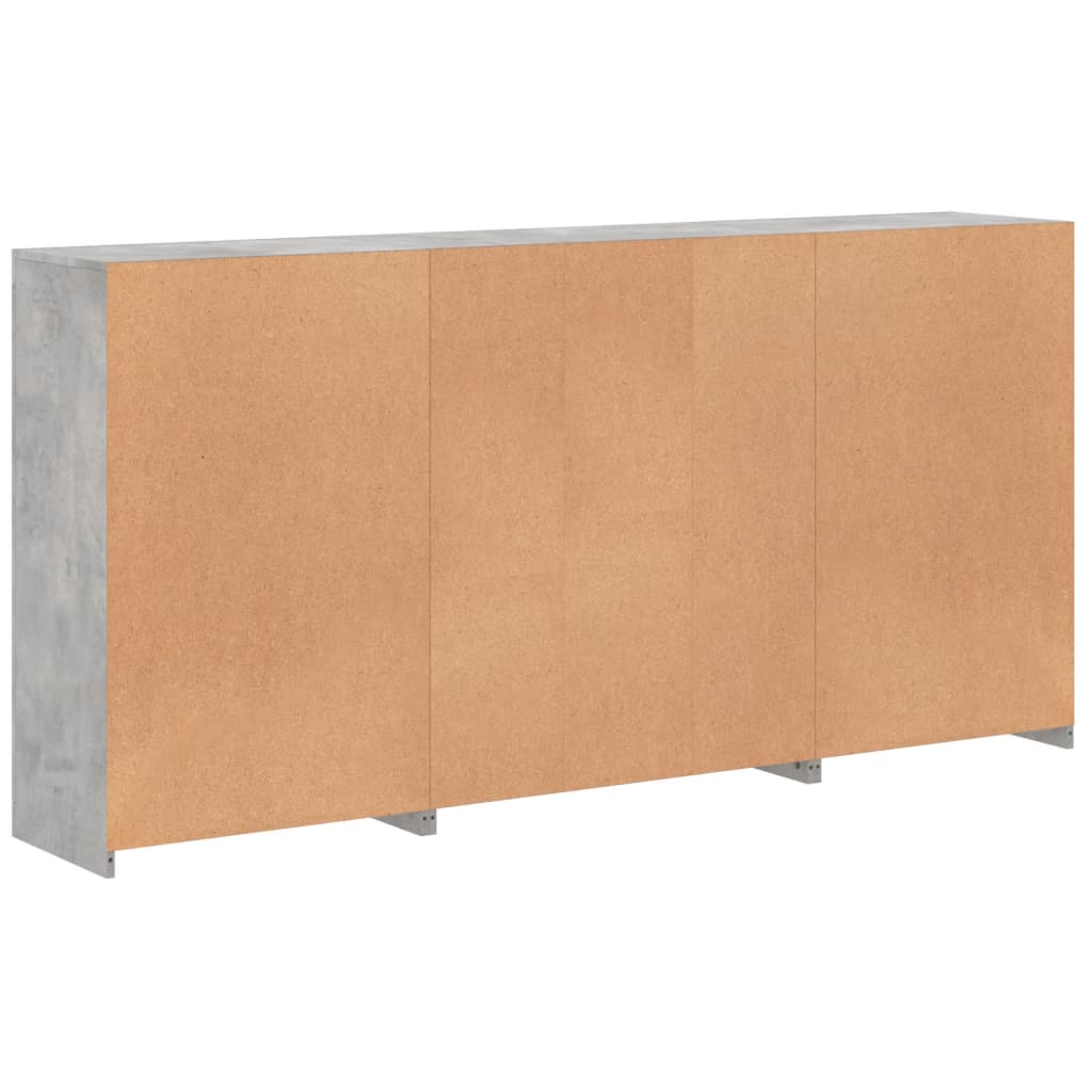 Skjenk Betonggrå med LED-lys 202x37x100 cm