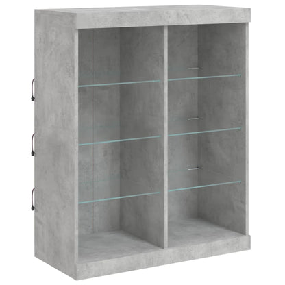Skjenk Betonggrå med LED-lys 202x37x100 cm