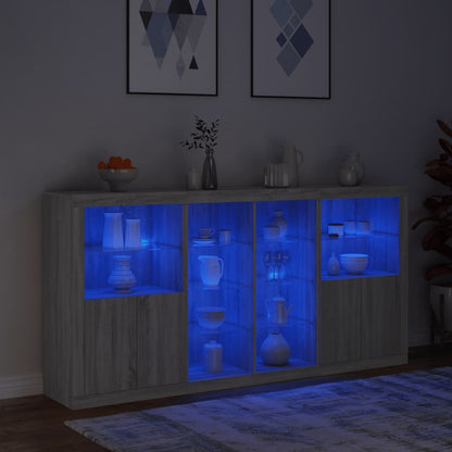 Skjenk Sonoma Grå med LED-lys 202x37x100 cm